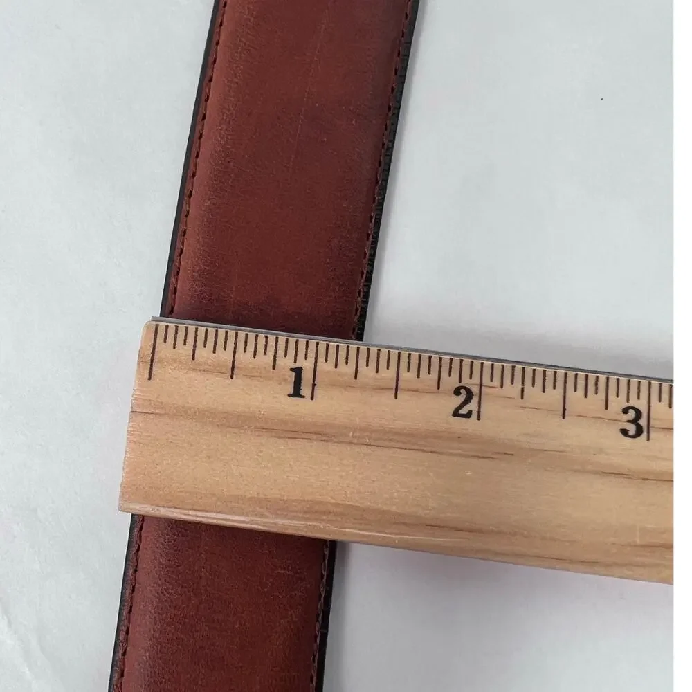 Cole Haan Leather Belt Brown with Silver Buckle Classic Americana Men's 36